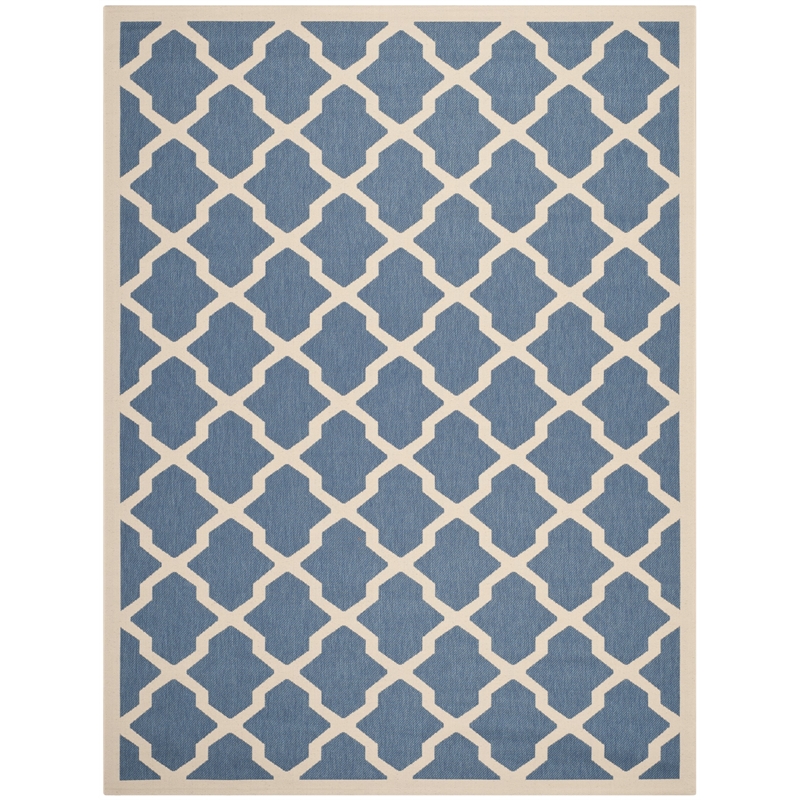 Safavieh Courtyard 8' X 11' Power Loomed Rug in Blue and Beige