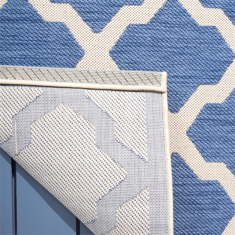 Safavieh Courtyard 9' X 12' Power Loomed Rug in Blue and Beige