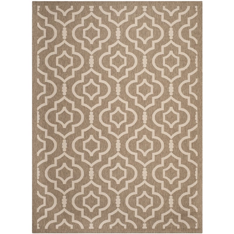 Safavieh Courtyard 9' X 12' Power Loomed Rug in Brown and Bone
