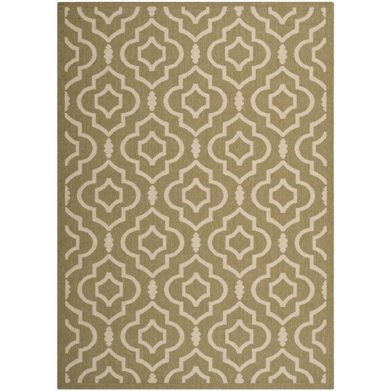 Safavieh Courtyard 9' X 12' Power Loomed Rug in Green and Beige