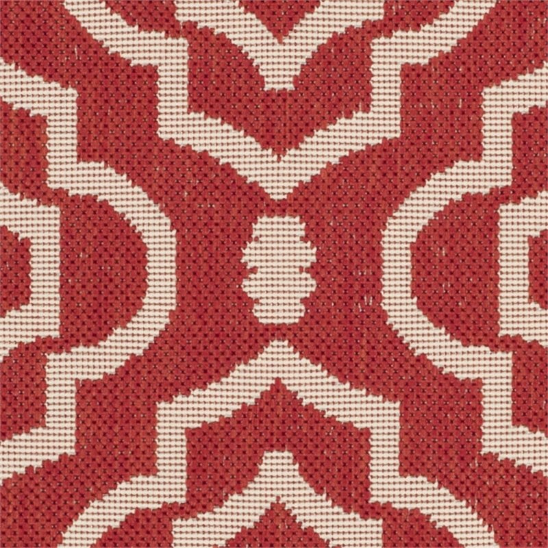 Safavieh Courtyard 9' X 12' Power Loomed Rug in Red and Bone