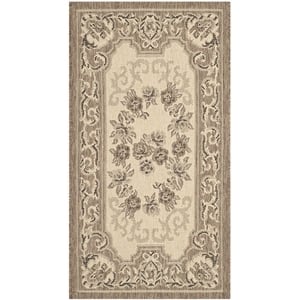 Safavieh Courtyard 2' X 3'7&quot Power Loomed Rug in Creme and Brown