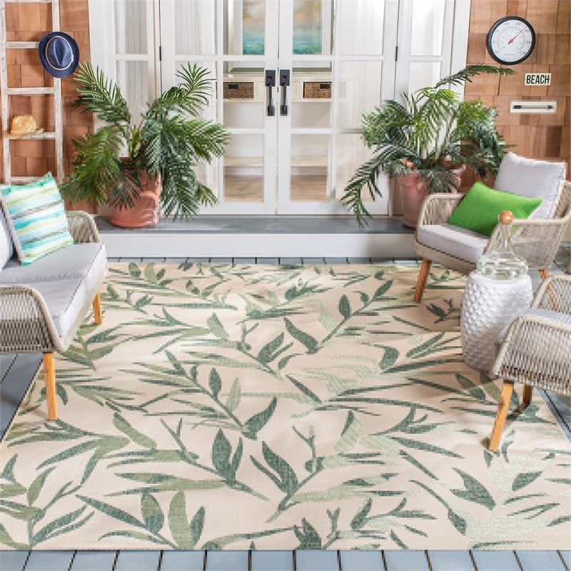 Safavieh Courtyard 8' X 11' Power Loomed Rug in Beige and Sweet Pea