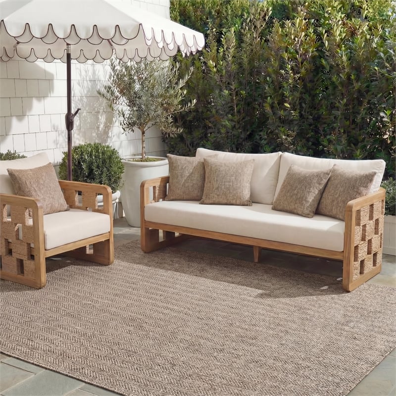 Safavieh Courtyard 8' X 11' Power Loomed Rug in Brown and Beige