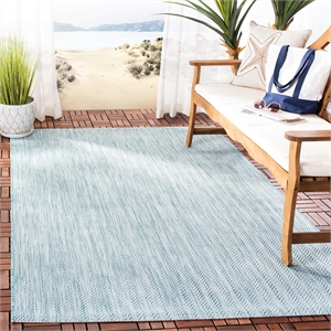 Safavieh Courtyard 4' X 5'7&quot Power Loomed Rug in Aqua and Gray