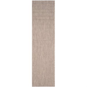 safavieh courtyard 2'3&quot x 8' power loomed rug in beige and brown