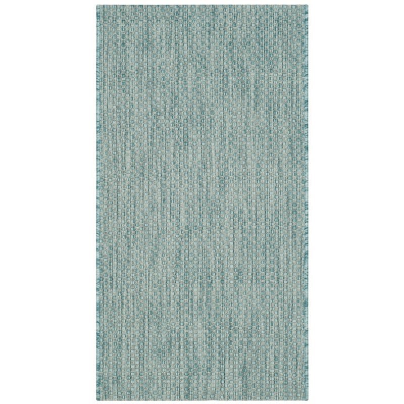 Safavieh Courtyard 9' X 12' Power Loomed Rug in Aqua and Gray