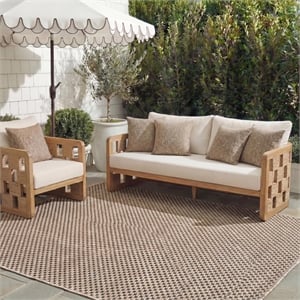Safavieh Courtyard 8' X 11' Power Loomed Rug in Natural and Black