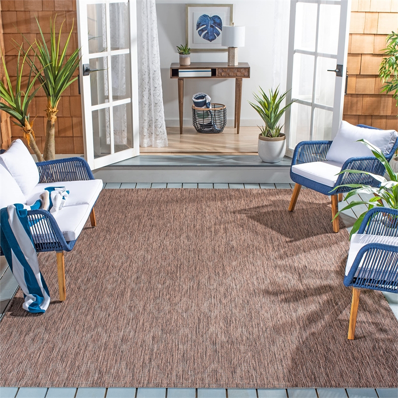 Safavieh Courtyard 9' X 12' Power Loomed Rug in Brown and Brown