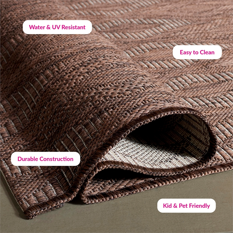 Safavieh Courtyard 9' X 12' Power Loomed Rug in Brown and Brown