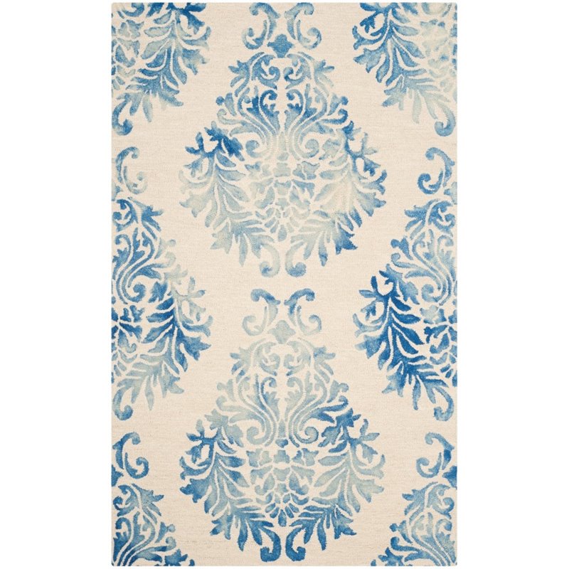 Safavieh Dip Dye 3' X 5' Hand Tufted Wool Pile Rug in Beige and Blue