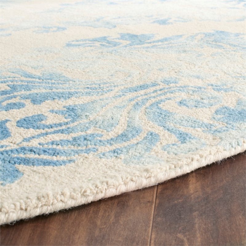 Safavieh Dip Dye 5' X 8' Hand Tufted Wool Pile Rug in Beige and Blue