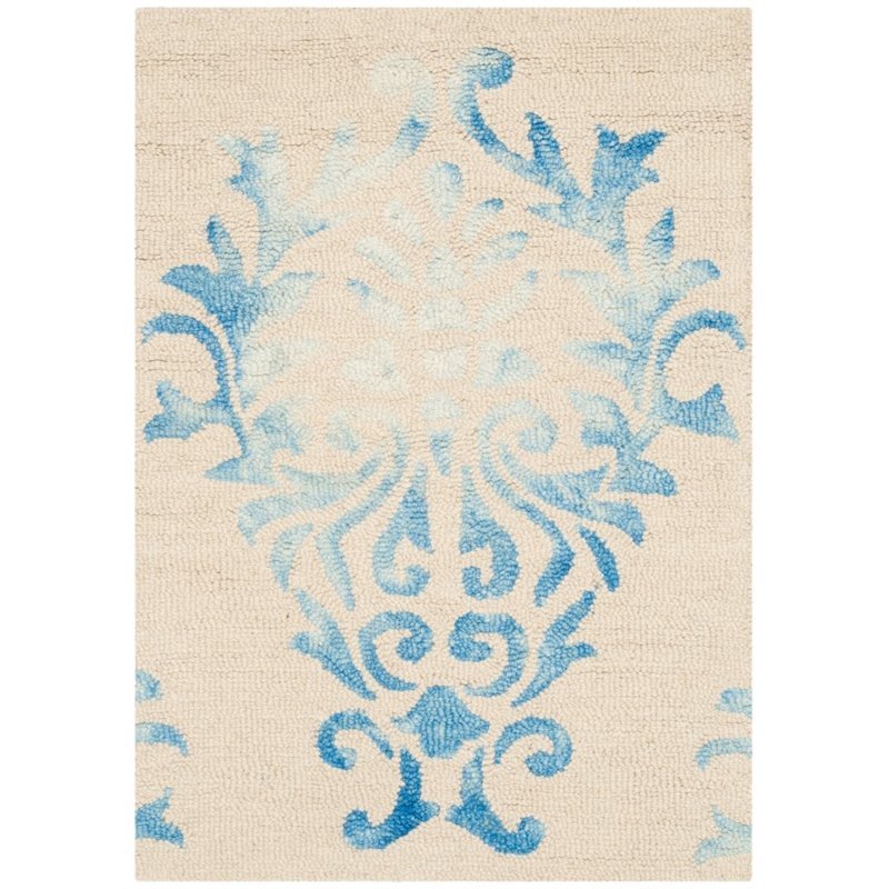 Safavieh Dip Dye 5' X 8' Hand Tufted Wool Pile Rug in Beige and Blue