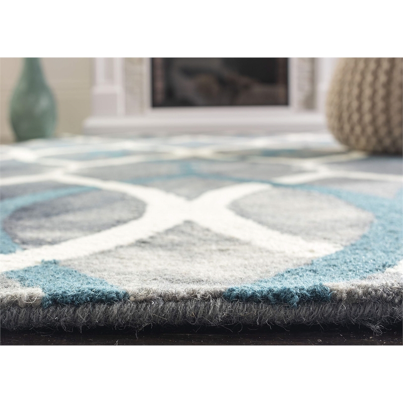 Safavieh Dip Dye 9' X 12' Hand Tufted Wool Rug in Gray and Ivory Blue