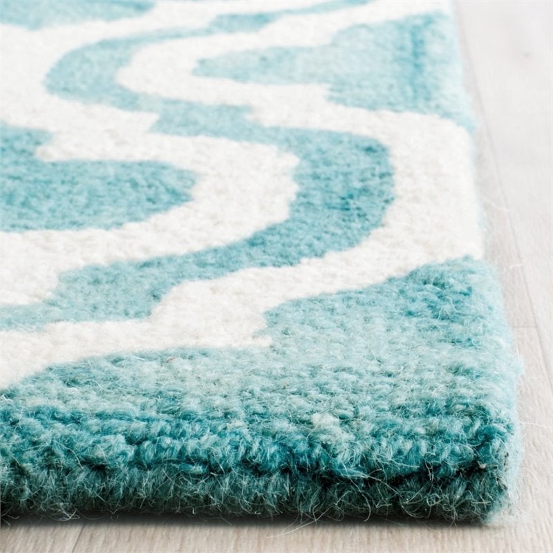 Safavieh Dip Dye 3' X 5' Hand Tufted Wool Rug in Turquoise and Ivory