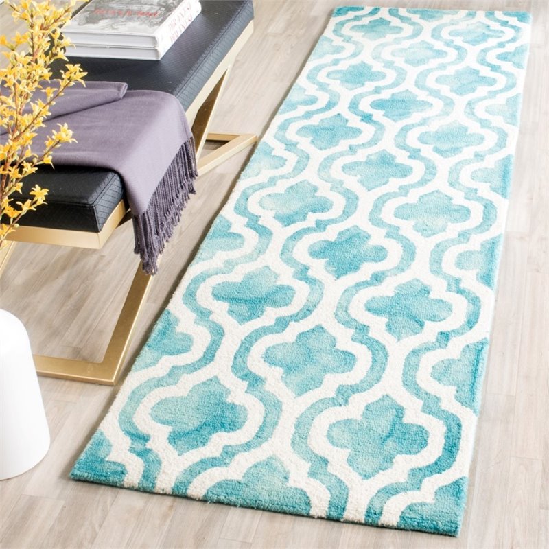 Safavieh Dip Dye 4' X 6' Hand Tufted Wool Rug in Turquoise and Ivory