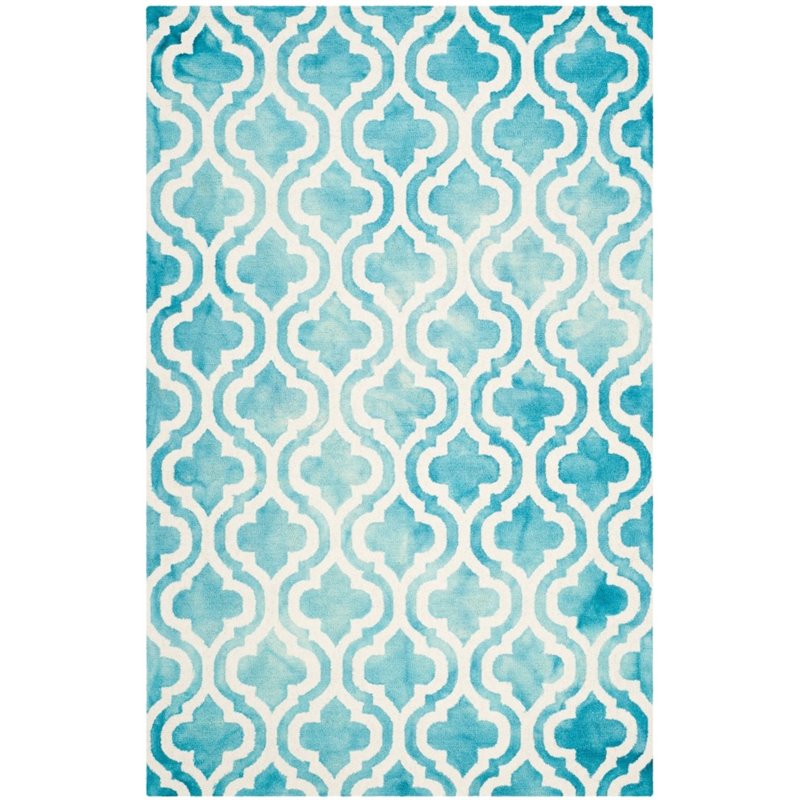 Safavieh Dip Dye 4' X 6' Hand Tufted Wool Rug in Turquoise and Ivory