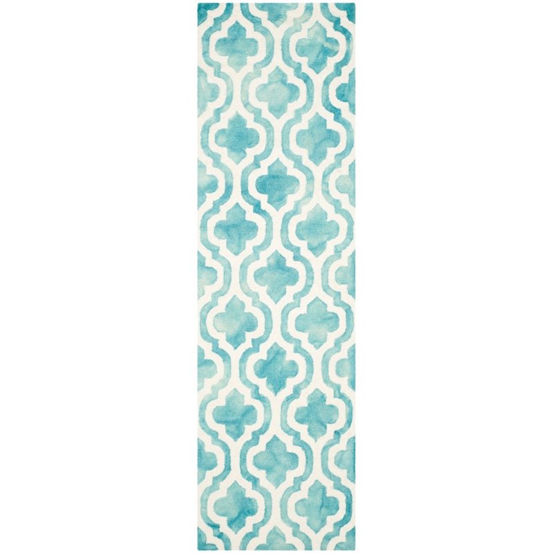 Safavieh Dip Dye 9' X 12' Hand Tufted Wool Rug in Turquoise and Ivory
