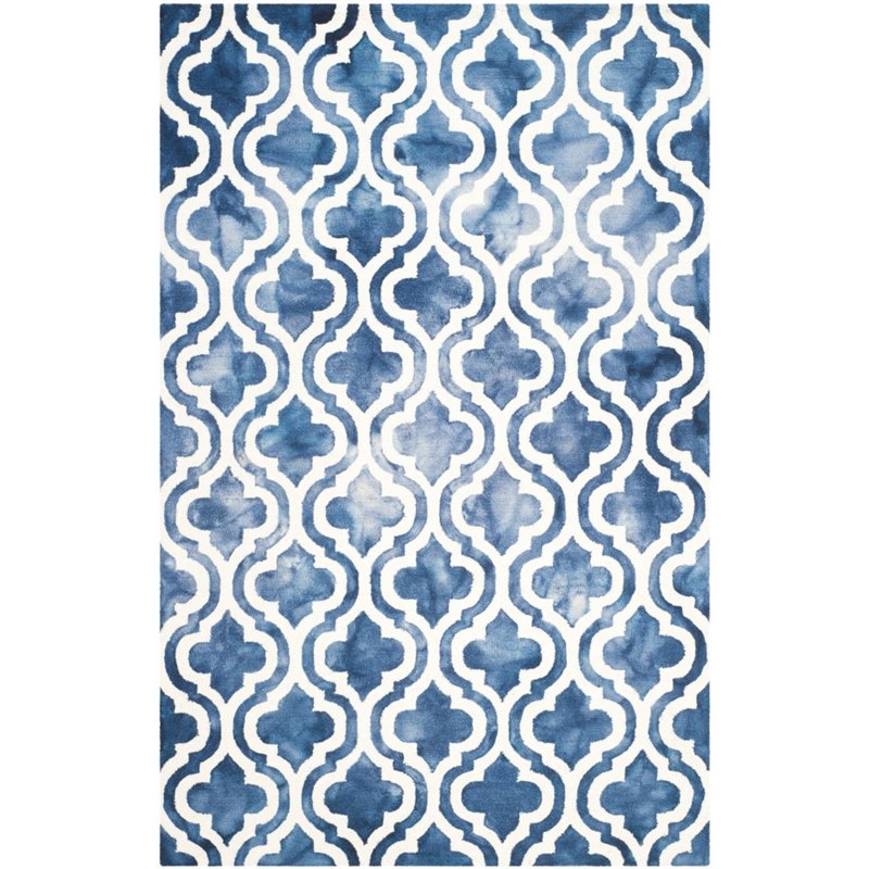 Safavieh Dip Dye 3' X 5' Hand Tufted Wool Pile Rug in Navy and Ivory