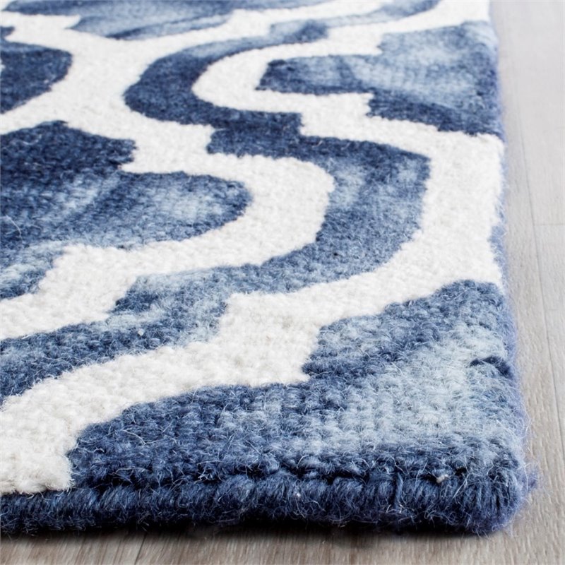 Safavieh Dip Dye 9' X 12' Hand Tufted Wool Pile Rug in Navy and Ivory