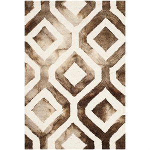 Safavieh Dip Dye 2'3&quot X 6' Hand Tufted Rug in Ivory and Chocolate