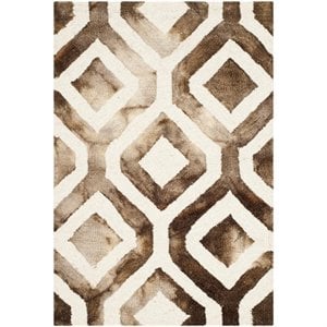Safavieh Dip Dye 3' X 5' Hand Tufted Rug in Ivory and Chocolate