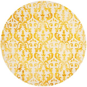 Safavieh Dip Dye 7' Round Hand Tufted Rug in Ivory and Gold