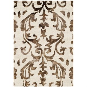 Safavieh Dip Dye 2' X 3' Hand Tufted Rug in Ivory and Chocolate