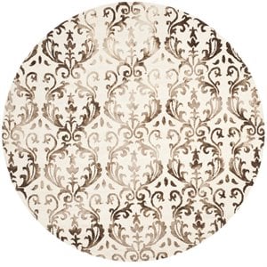 Safavieh Dip Dye 7' Round Hand Tufted Rug in Ivory and Chocolate