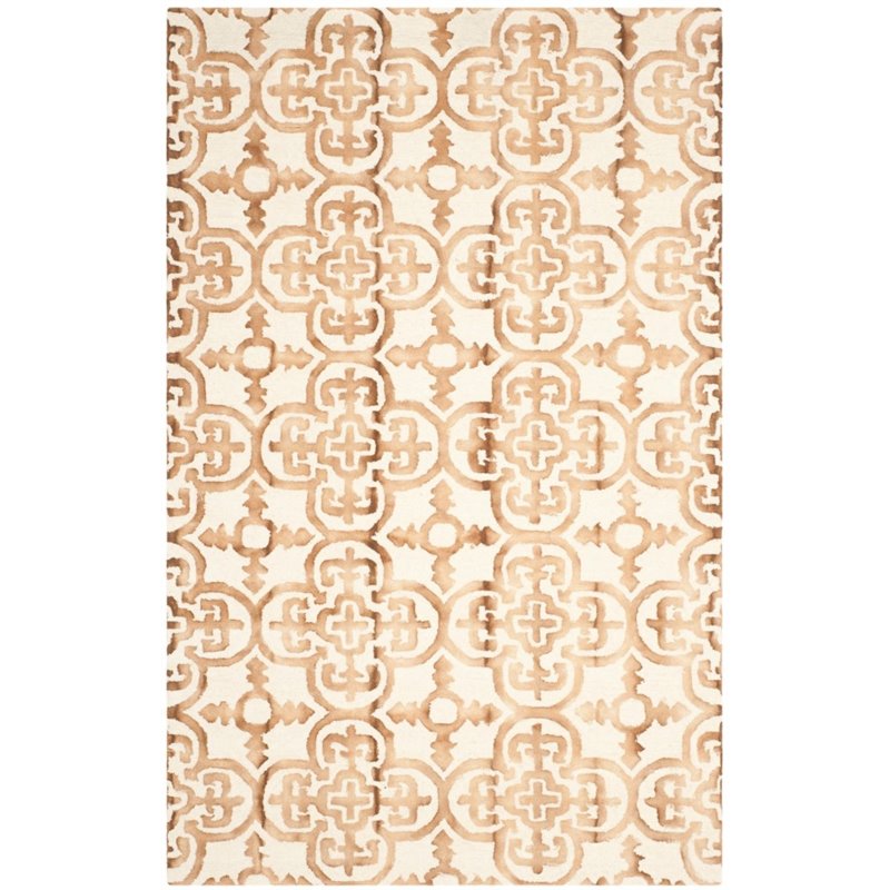Safavieh Dip Dye 8' X 10' Hand Tufted Wool Pile Rug in Ivory and Camel