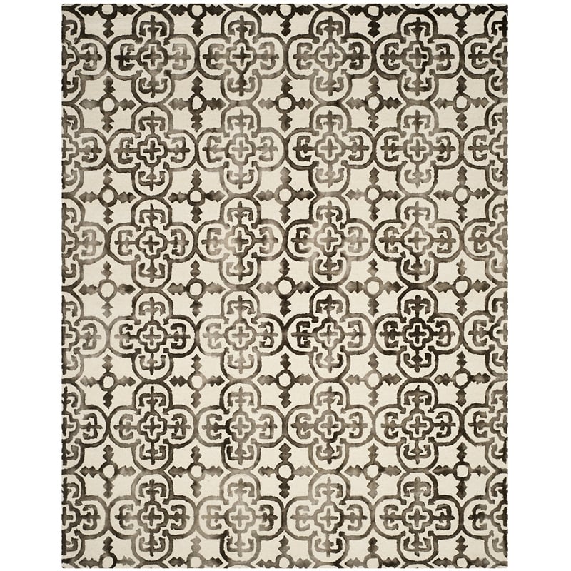 Safavieh Dip Dye 9' X 12' Hand Tufted Wool Pile Rug in Ivory and Brown