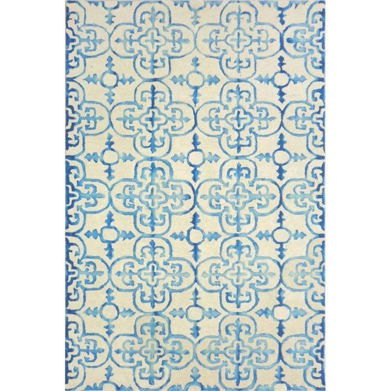 Safavieh Dip Dye 4' X 6' Hand Tufted Wool Rug in Ivory and Turquoise