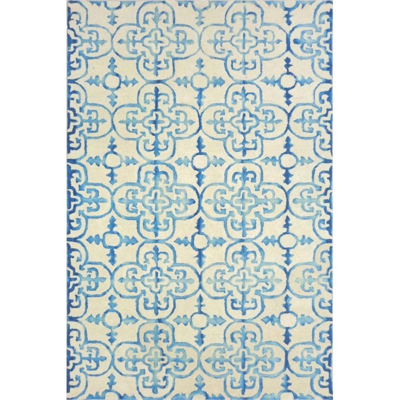 Safavieh Dip Dye 6' X 9' Hand Tufted Wool Rug in Ivory and Turquoise