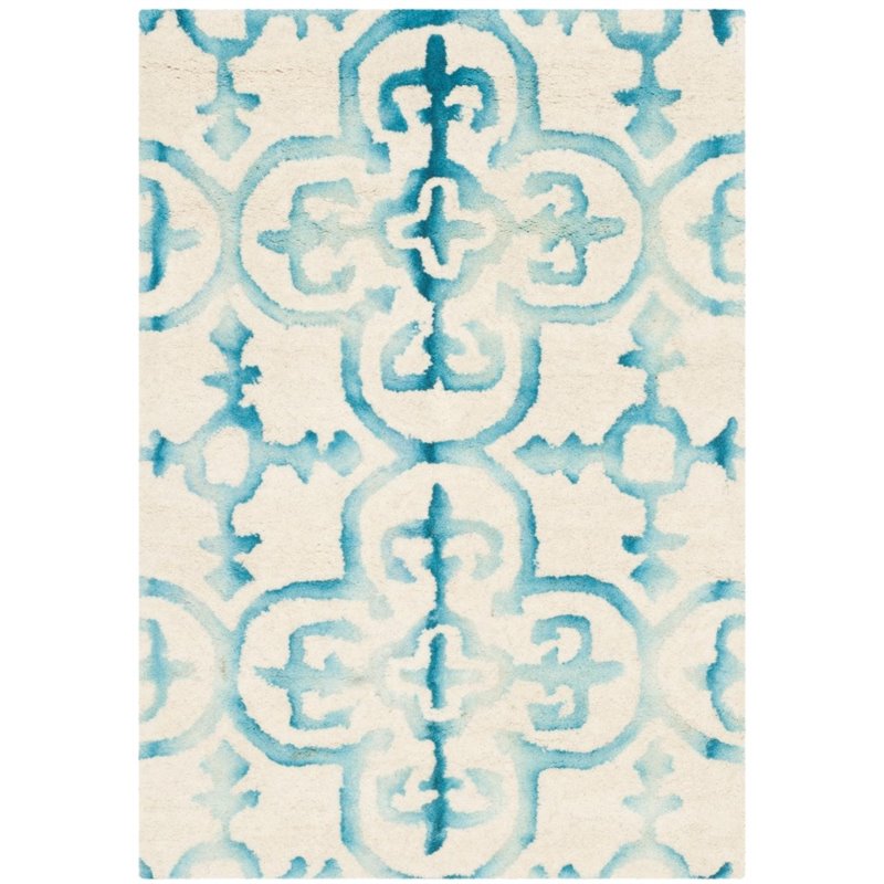 Safavieh Dip Dye 8' X 10' Hand Tufted Wool Rug in Ivory and Turquoise