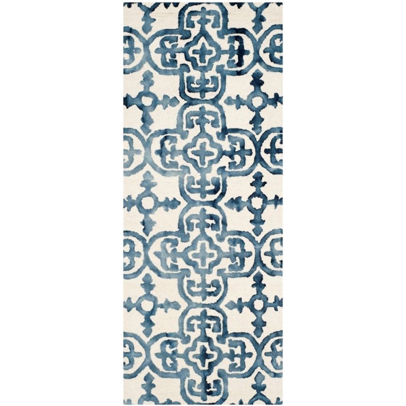 Safavieh Dip Dye 3' X 5' Hand Tufted Wool Pile Rug in Ivory and Navy