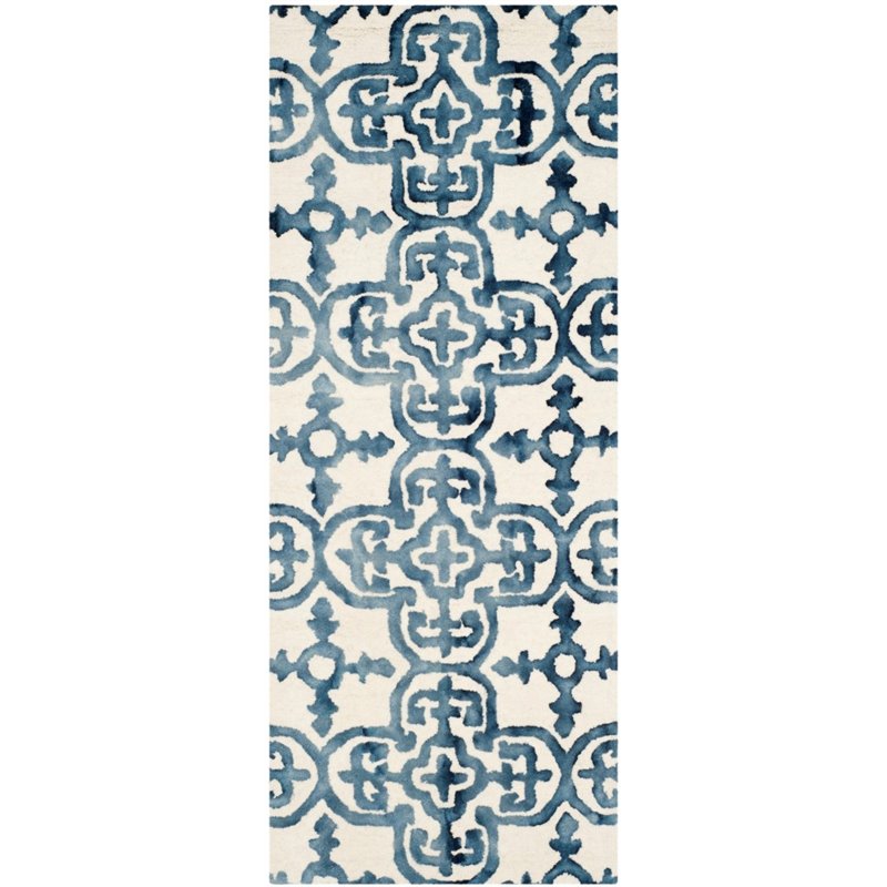 Safavieh Dip Dye 6' X 9' Hand Tufted Wool Pile Rug in Ivory and Navy