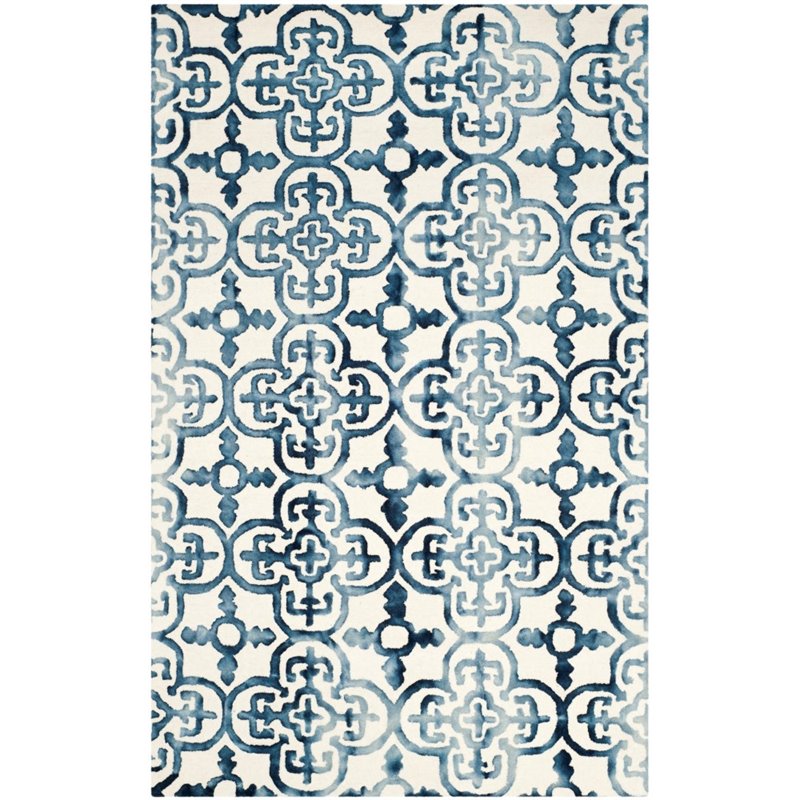 Safavieh Dip Dye 6' X 9' Hand Tufted Wool Pile Rug in Ivory and Navy