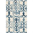Safavieh Dip Dye 7' Square Hand Tufted Wool Rug in Ivory and Navy