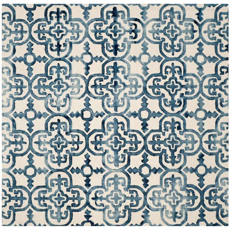 Safavieh Dip Dye 8' X 10' Hand Tufted Wool Pile Rug in Ivory and Navy