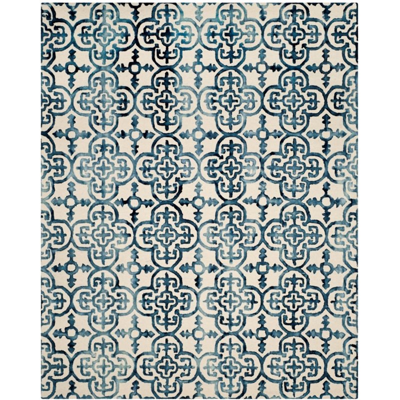Safavieh Dip Dye 9' X 12' Hand Tufted Wool Pile Rug in Ivory and Navy