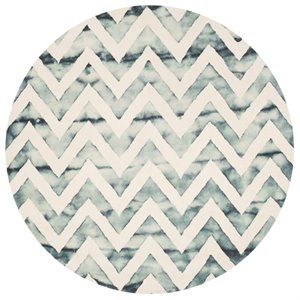 Safavieh Dip Dye 7' Round Hand Tufted Wool Rug in Ivory and Gray