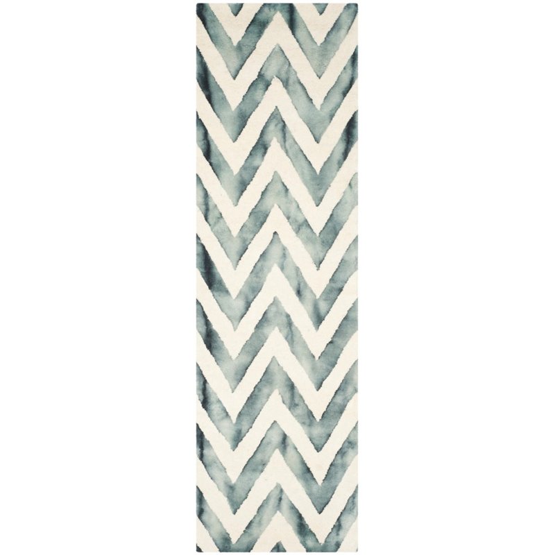 Safavieh Dip Dye 7' Square Hand Tufted Wool Rug in Ivory and Gray