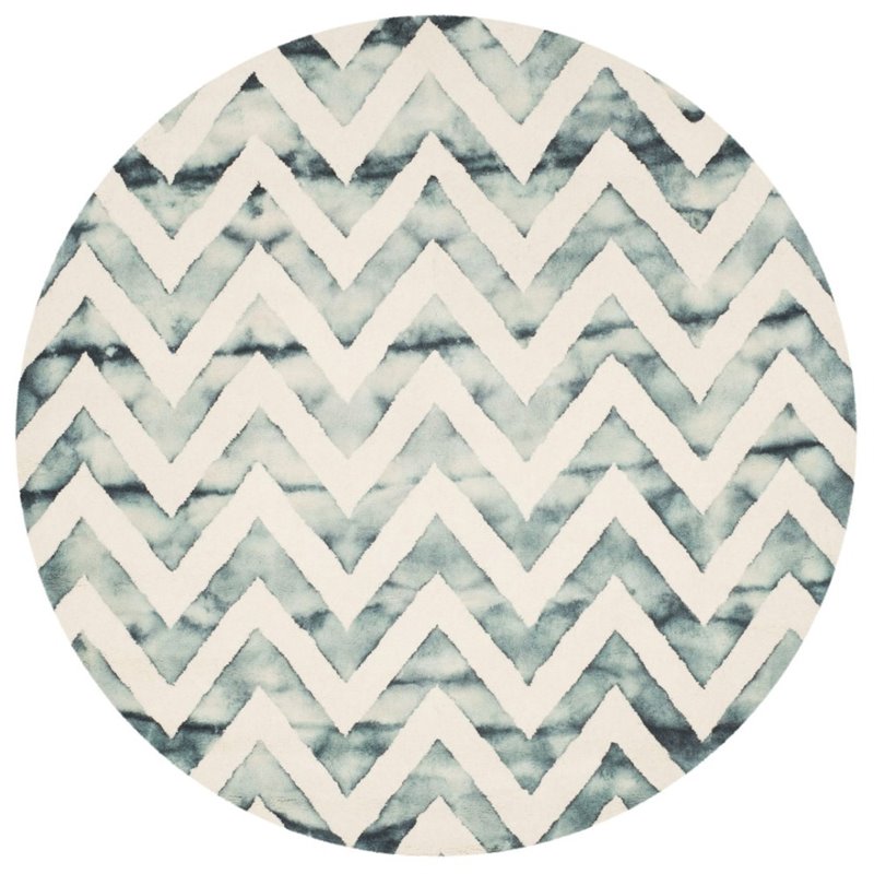 Safavieh Dip Dye 7' Square Hand Tufted Wool Rug in Ivory and Gray