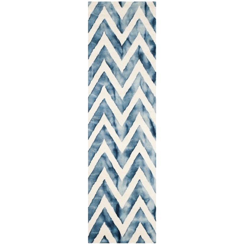 Safavieh Dip Dye 4' X 6' Hand Tufted Wool Pile Rug in Ivory and Navy