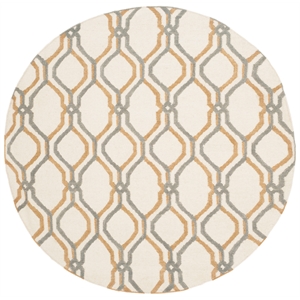 Safavieh Dhurries 6'-0&quot x 6'-0&quot Wool Hand Woven Flat Weave Rug in Ivory / Black