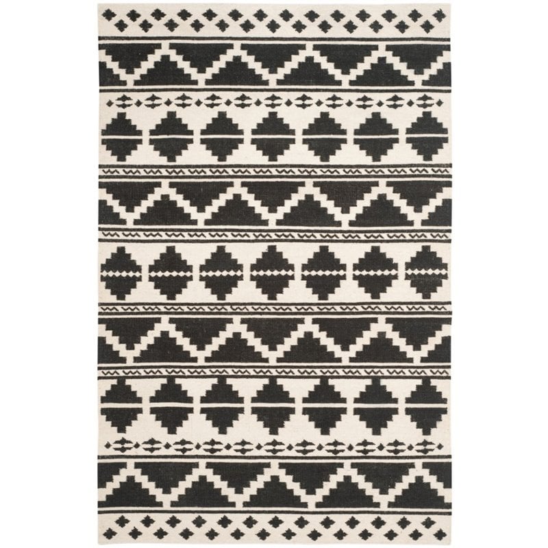 Safavieh Dhurries 6' Round Hand Woven Flat Weave Wool Rug