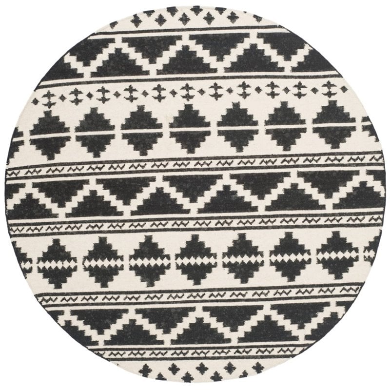 Safavieh Dhurries 6' Round Hand Woven Flat Weave Wool Rug