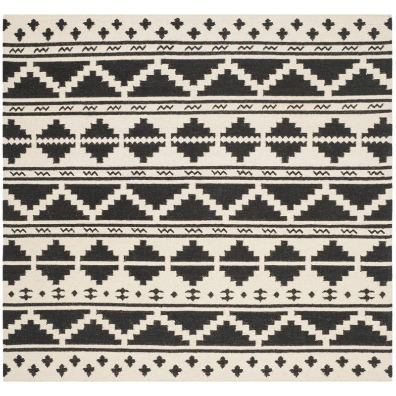 Safavieh Dhurries 6' Round Hand Woven Flat Weave Wool Rug