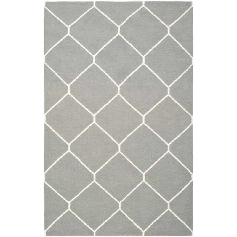Safavieh Dhurries 3' X 5' Hand Woven Flat Weave Rug in Gray and Ivory