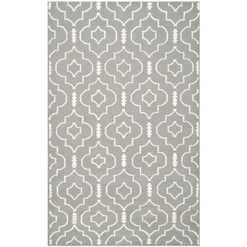 Safavieh Dhurries 3' X 5' Hand Woven Flat Weave Rug in Gray and Ivory